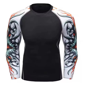 Men's Full Sleeve Rash Guard Black White Tribal Print Quick Dry Polyester Shirt - Product Image 3