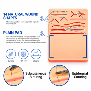 MJW Coussin d'entraînement à la suture chirurgicale en silicone à double face, 14 modèles de plaies + surface lisse, pour étudiants en médecine - Product Image 5