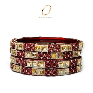Bracelets en verre rouge bordeaux kashmiri modernes très tendance, plaqués or avec zircone, motif goutte de pluie, pour mariage et occasions festives, prix de gros - Product Image 5