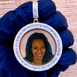 High Quality Custom <b>Photo</b> Pendant Charm 925 Silver Plated Moissanite Micro Insert Luxury Hip Hop Style Unisex <b>Jewelry</b> - Product Image 1