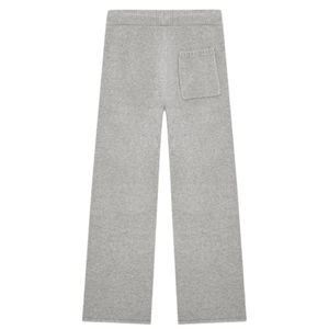 Pantalon en tricot bouclé gris chiné décontracté à taille élastique, texture douce, coupe décontractée, bas de pyjama confortable, unisexe - Product Image 2