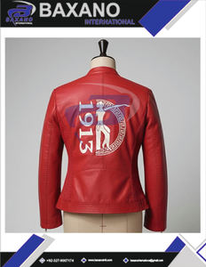 Delta |   Sigma |   Chaqueta de cuero roja premium de la hermandad Theta DST con letras griegas para miembros de la fraternidad, chaqueta para mujer - Product Image 5