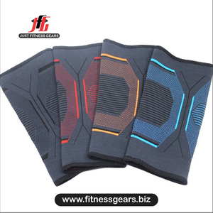 Genouillère en néoprène noir avec bordure rouge, à enfiler, compression, soutien, respirante, protection, haltérophilie, antidérapante, professionnelle, unisexe - Product Image 1