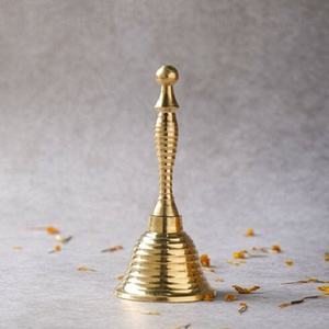 Elegant smooth brass hand bell featuring a bell-shaped fluted bottom finish, available at wholesale prices. - Product Image 4