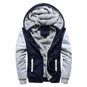 Chaqueta de Forro Polar con Capucha para Hombre, Chaqueta Informal de Invierno con Cierre, Forro de Sherpa, Corte Regular, Color Sólido, Diseño Cortavientos - Product Image 1