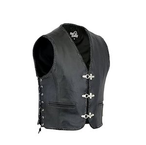 Chaleco Corto de Cuero Genuino Negro para Hombre, Reversible, Transpirable, Estilo Motero, para Otoño, Tallas S a 3XL - Product Image 1