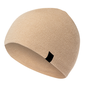 Premium Beige Knit Beanie <b>Hat</b> Custom Logo <b>Winter</b> Warm Soft Stretchable Unisex Casual Outdoor Headwear - Product Image 1
