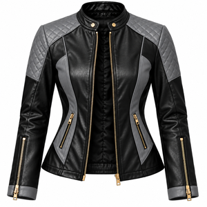 Chaqueta de Invierno de Cuero Genuino Personalizada para Mujer, Chaqueta de Motociclista Premium con Cierre, Transpirable, a la Moda, Duradera - Product Image 1