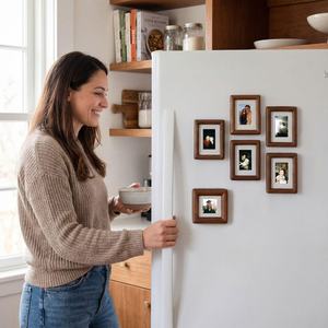 Magnetic Wooden Photo <b>Frame</b>, Fridge Magnet <b>Picture</b> <b>Frame</b>, Mini Solid <b>Wood</b> <b>Frame</b>, Valentine’s Day Gift for Her, Mother’s Day Home - Product Image 3
