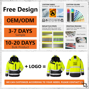 Winter Waterproof Worker Security Clothing Coat Mechanical Men Hi Vis Custom <b>Construction</b> Workwear Reflective Safety <b>Work</b> <b>Jacket</b> - Product Image 2