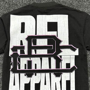 เสื้อยืดโอเวอร์ไซส์ผู้ชายผ้าฝ้าย 100% พิมพ์ลายตามสั่งคุณภาพสูง งานปักลายแบบแอพพลิเคชั่น ล้างสีแบบดิสเทรส ขายส่ง - Product Image 6