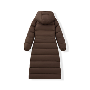 Manteau d'hiver long élégant pour femmes, style coréen, entièrement noir et marron, avec duvet, imperméable et col à capuche - Product Image 2