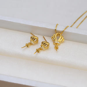 Simplified S925 Silver Crown Pendant Female Earpins <b>Pearl</b> Earrings DIY Accessories Empty Tray Fashion <b>Jewelry</b> <b>Sets</b> 1353 - Product Image 3