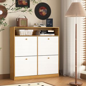 Armadietto per scarpiere Anti-punta a 4 cassetti con manico in legno portascarpe organizzatore per ingresso corridoio - Product Image 6