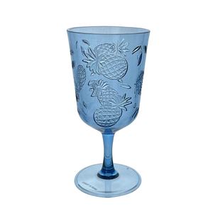 Verre à vin en acrylique plastique classique bleu à motif ananas pour les fêtes - Product Image 1