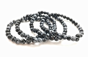 Unisex SnowflakeObsidian <b>Bracelet</b> Muntaha Agate Premium Grade Handmade 8mm Bead Souvenir Gift Natural Crystal Stone Mascot Theme - Product Image 5