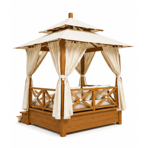 Cama de Exterior de Lujo con Toldo de Madera de Teca Sólida para Hotel, Resort, Villa, Jardín, Muebles Comerciales - Product Image 4