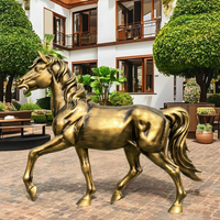 Sculpture de cheval Art Déco en fibre de verre, finition imitation cuivre, écologique, taille réelle, pour extérieur, statue décorative d'animal