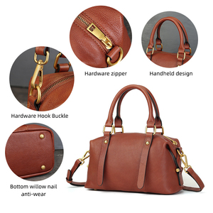 Sacs fourre-tout en cuir véritable pour femmes, de haute qualité, personnalisés OEM/ODM, avec fermeture éclair ouverte, grande capacité, sacs à bandoulière - Product Image 5