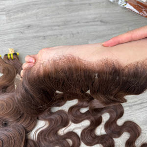 Precio al por mayor 100% Raw Virgin Vietnamita Human Lace Weft Body Wave Choco Color Super Double Drawn Extensiones de cabello - Product Image 6