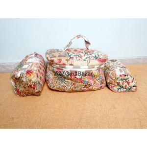 Juego de 3 Bolsas Organizadoras de Maquillaje y Cosméticos, Portátiles, con Cierre, Ecológicas, Estampadas, 100% Algodón Puro, al por Mayor - Product Image 1