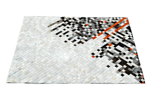 Tapis rectangulaire en cuir de vache patchwork, moderne, fait main, avec dos antidérapant en caoutchouc, décoration de salon - Product Image 6