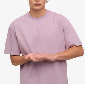 T-shirt en coton vert menthe surdimensionné pour homme, col rond, manches courtes, décontracté, couleur unie, coupe jersey, longueur normale, tricoté teint uni - Product Image 4