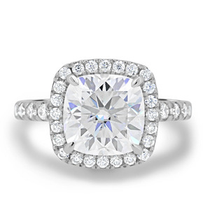 White Gold 4.5ct <b>Filled</b> <b>Cushion</b> Halo Lab Grown Diamond Luxury Engagement Ring - Product Image 1