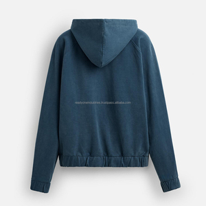 Sudadera con capucha 420 Gsm informal con cremallera completa para hombre 100% algodón personalizado para estampado de hojaldre bordado estampado Digital teñido liso para invierno - Product Image 3