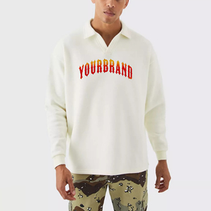 Camiseta Polo Casual de Verano con Cuello en V para Hombre, 100% Algodón, Corte Holgado, Manga Larga, Estilo Hip Hop, Logotipo Personalizado Impreso, Transpirable - Product Image 1