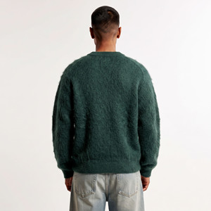 Pull en mohair pour homme, 100% laine acrylique, col rond, pull uni pour l'hiver, anti-boulochage, manches longues, pull pour homme - Product Image 2