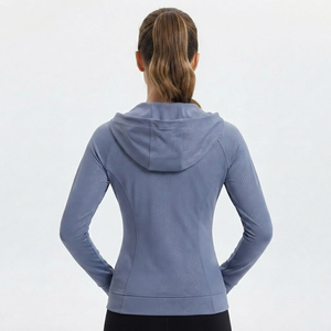 Women's Yoga Wear Hooded <b>Jacket</b> 100% Polyester Slim Fit Full Zipper Gym Workout Top <b>Ladies</b> Lightweight Training Zipper Hoodie - Product Image 4