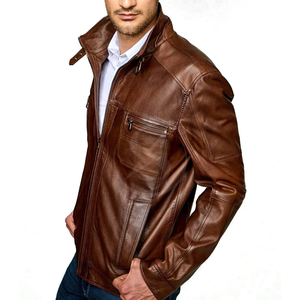 Fabricante de Chaquetas de Cuero al por Mayor en Pakistán, Chaqueta de Cuero Casual con Cinturón Lateral para Hombre, Nueva Chaqueta de Motocicleta con Diseño OEM - Product Image 2