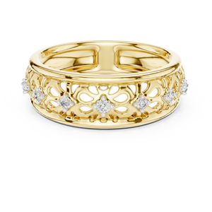 Conjunto de Anillos de Diamantes Cultivados en Laboratorio con Diseño Floral Moderno, Oro Rosa Sólido de 18 Quilates con Baño de Rodio, Corte Brillante, para Compromiso, Boda, Regalo o Uso Diario - Product Image 6