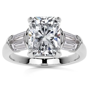 Radiant Cut Moissanite 14K Gold Plated Sterling <b>Silver</b> <b>Solitaire</b> Engagement <b>Ring</b> Luxury Bridal Wedding Promise <b>Ring</b> - Product Image 4
