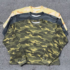 Men Heavyweight Cotton Round Neck Long Sleeve T-<b>shirts</b> Men Custom <b>Waffle</b> Knit Vintage Washed Allover Printed Camo t <b>Shirt</b> - Product Image 4