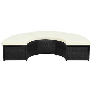 Juego de salón de jardín negro de ratán polivinílico de 7 piezas con cojines - Product Image 5