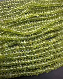 ลูกปัดพลอยเพอริดอทดิบสีเขียวธรรมชาติ ขนาด 5.5 มม. รูปทรงรอนเดลล์เจียระไนเหลี่ยม ความยาว 16 นิ้ว สร้อยคอพลอยคุณภาพสูงจากหุบเขาอัญมณี - Product Image 2