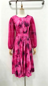 Elegant Plus Size Women's Casual <b>Maxi</b> <b>Dresses</b> Floral Print <b>Chiffon</b> Puff Sleeve V-neck Ankle Length Natural Waist Front Loose Fit - Product Image 2