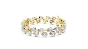 Bracelet tennis à quatre griffes en or massif 18 carats avec diamant de laboratoire taille poire, bijoux fins pour femme, scintillant, fermoir à maillons flexibles - Product Image 2