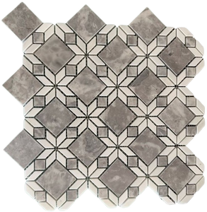 Mosaïque de marbre gris clair laiteux poli/taillé carré 8 mm d'épaisseur, résistant à l'eau, écologique, garantie 5 ans, style moderne - Product Image 4