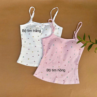 Ensemble de vêtements de détente pour femmes MIMI ORGANIC à bretelles spaghetti à fleurs en coton biologique | Séchage rapide, respirant | Certifié GOTS | Service ODM OEM
