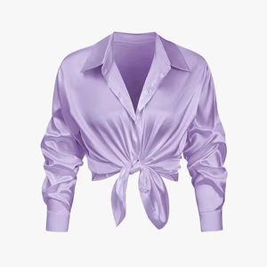 High Quality Women Office Elegant V Neck Shirts Large Size Social Shirts Breathable Cotton Silk Summer Bulk Supply - Product Image 1