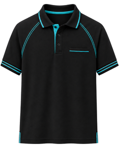 Camiseta Polo Personalizada para Hombre, Color Negro Cian, Estilo Casual, Manga Corta, Transpirable, Mezcla de Algodón, para Golf, Ropa de Verano - Product Image 1