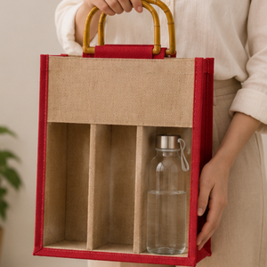 Multicolor Jute Wine Tote <b>Bag</b> | Custom Logo Printed Bottle Carrier with Handles for Gift Packaging Retail and Export Trade Use - Product Image 2