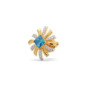 Golden <b>Blue</b> Square Diamond Sunburst <b>Stud</b> <b>Earrings</b> - Product Image 2