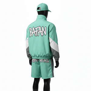 Ensemble coupe-vent premium léger en tissu polyester et nylon tissé, panneaux color block, logo personnalisé par transfert thermique, grandes tailles - Product Image 5