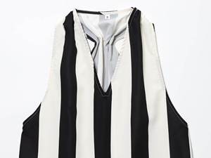 Nuevo Chaleco sin Mangas a Rayas, Estilo Europeo y Americano, Simple y Holgado, para Mujer, Color Puff - Product Image 3