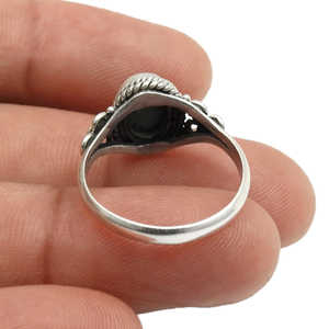 Anillo de Plata de Ley 925 con Turquesa de Corte Ovalado, Anillo Boho Vintage de Moda, Joyería Elegante para Bodas y Fiestas - Product Image 3