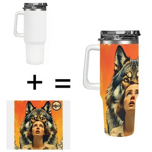 Gobelet isotherme en acier inoxydable 40 oz avec motif loup et femme pour usage extérieur - Product Image 1